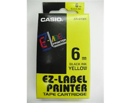 Szalag Casio XR-6YW1 (fekete nyomtatás / sárga háttér) (6 mm)