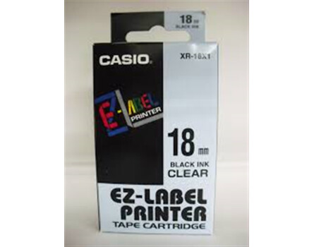 Casio XR-18X1 szalag (fekete nyomtatás / áttetsző háttér) (18 mm)