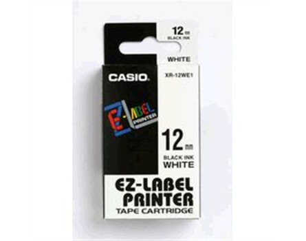 Casio XR-12WE1 szalag (fekete nyomtatás / fehér háttér) (12 mm)