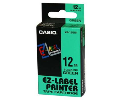 Szalag Casio XR-12GN1 (fekete nyomtatás / zöld háttér) (12 mm)