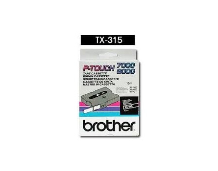 Brother TX-315 szalag - eredeti (fehér nyomtatás / fekete háttér)
