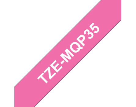 Brother TZE-MQP35 szalag - eredeti (fehér nyomtatás / rózsaszín kincs)